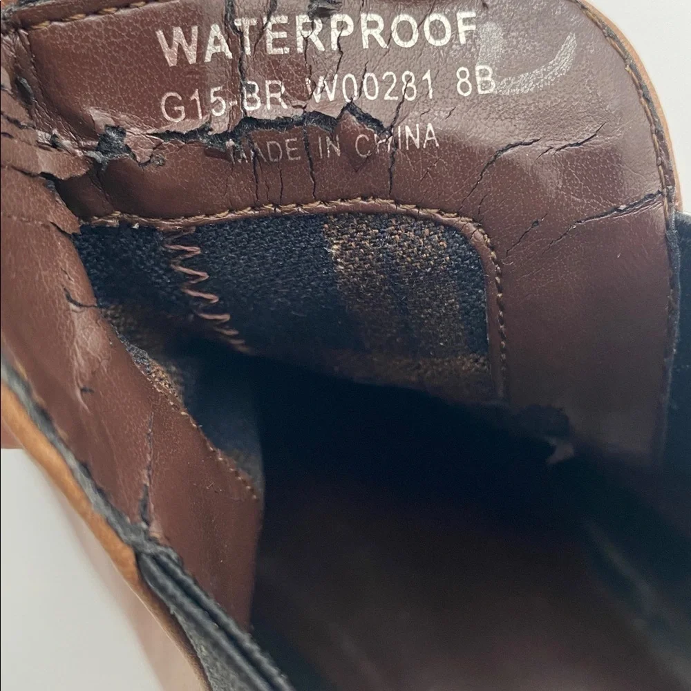Cole haan Weatherproof Brown women 8B Leather Boots pull on casual office Y2K